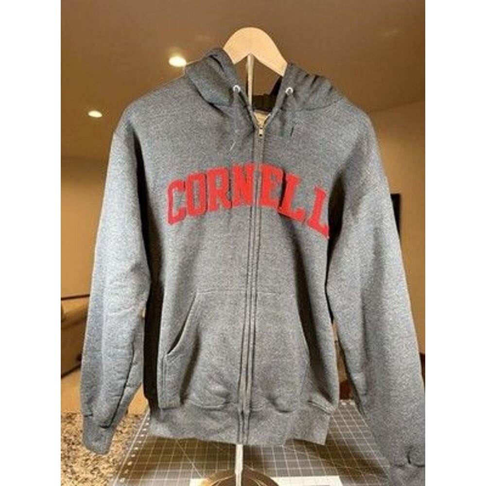 Champion Cornell University Full Zip Hoodie Gray Red Men's Small NCAA